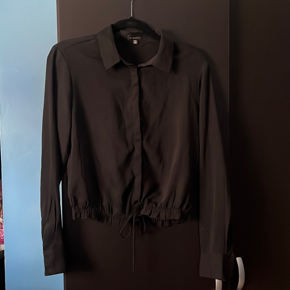 Black ruffle blouse